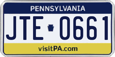 PA license plate JTE0661