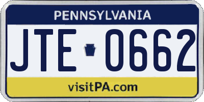 PA license plate JTE0662