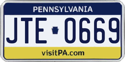 PA license plate JTE0669