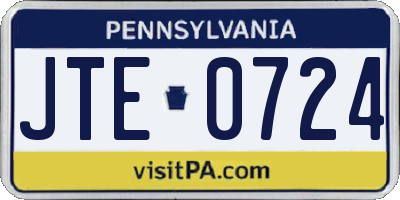 PA license plate JTE0724