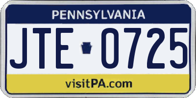 PA license plate JTE0725