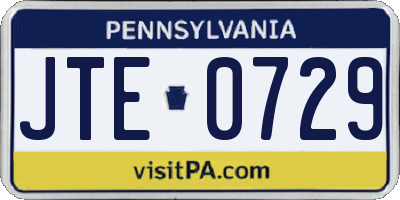 PA license plate JTE0729