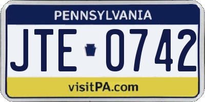 PA license plate JTE0742