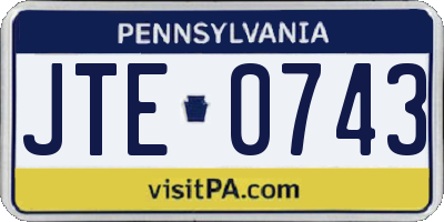 PA license plate JTE0743
