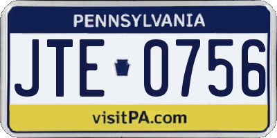 PA license plate JTE0756