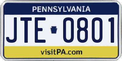 PA license plate JTE0801