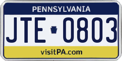 PA license plate JTE0803