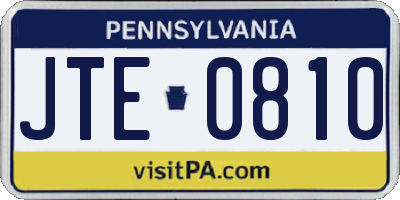 PA license plate JTE0810