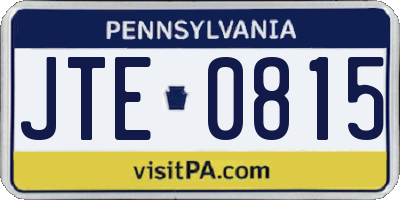 PA license plate JTE0815