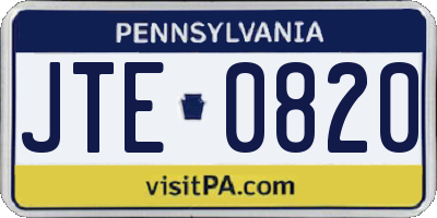 PA license plate JTE0820