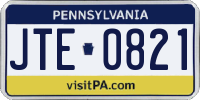 PA license plate JTE0821