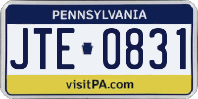 PA license plate JTE0831