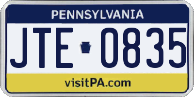 PA license plate JTE0835