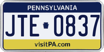 PA license plate JTE0837