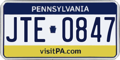 PA license plate JTE0847