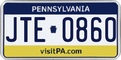 PA license plate JTE0860