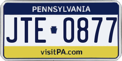 PA license plate JTE0877