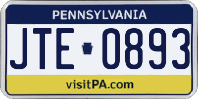 PA license plate JTE0893