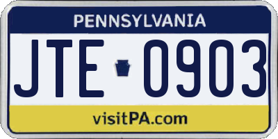 PA license plate JTE0903