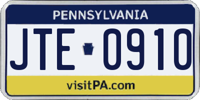 PA license plate JTE0910