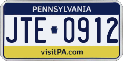 PA license plate JTE0912
