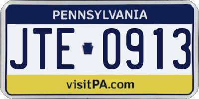 PA license plate JTE0913