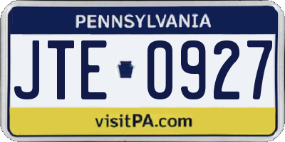 PA license plate JTE0927