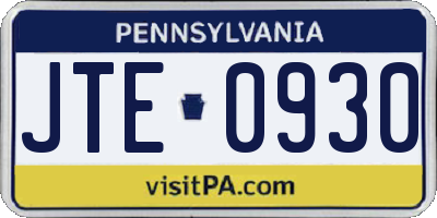 PA license plate JTE0930