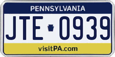 PA license plate JTE0939