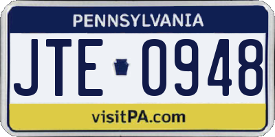 PA license plate JTE0948