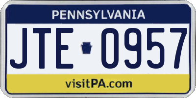 PA license plate JTE0957