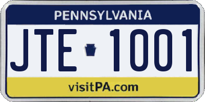 PA license plate JTE1001