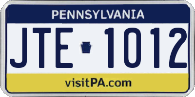 PA license plate JTE1012