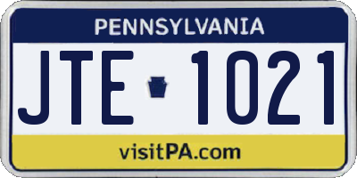 PA license plate JTE1021