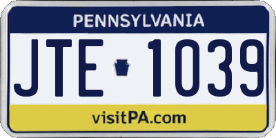 PA license plate JTE1039