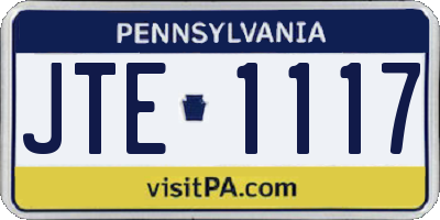 PA license plate JTE1117