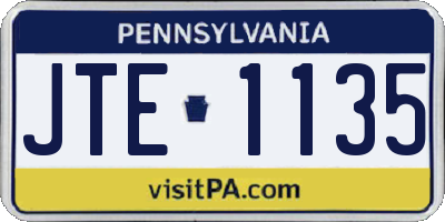 PA license plate JTE1135