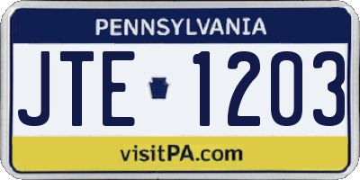PA license plate JTE1203