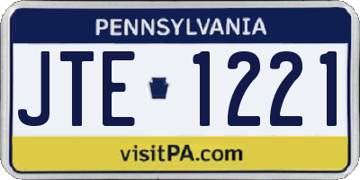 PA license plate JTE1221