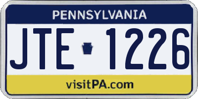 PA license plate JTE1226