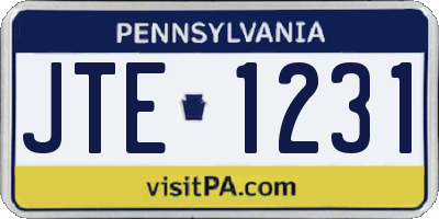 PA license plate JTE1231