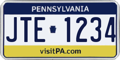 PA license plate JTE1234