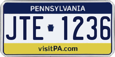 PA license plate JTE1236