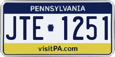 PA license plate JTE1251