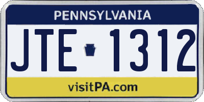 PA license plate JTE1312