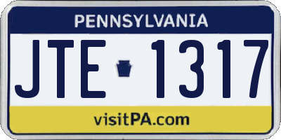 PA license plate JTE1317