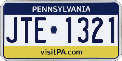 PA license plate JTE1321