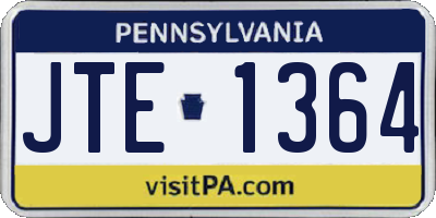 PA license plate JTE1364