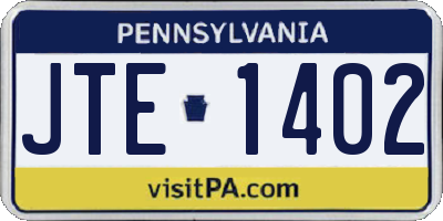 PA license plate JTE1402