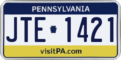 PA license plate JTE1421